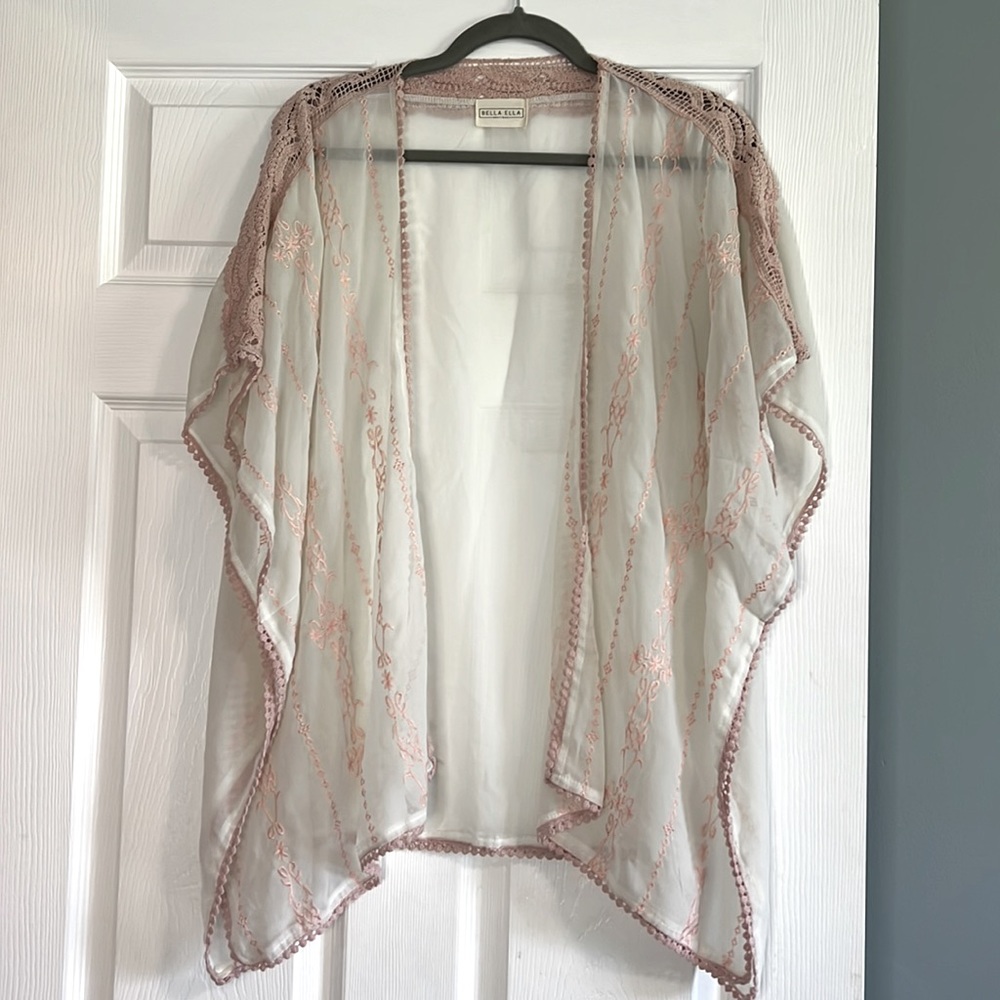 Bella Ella Boutique Crochet Sheer Kimono